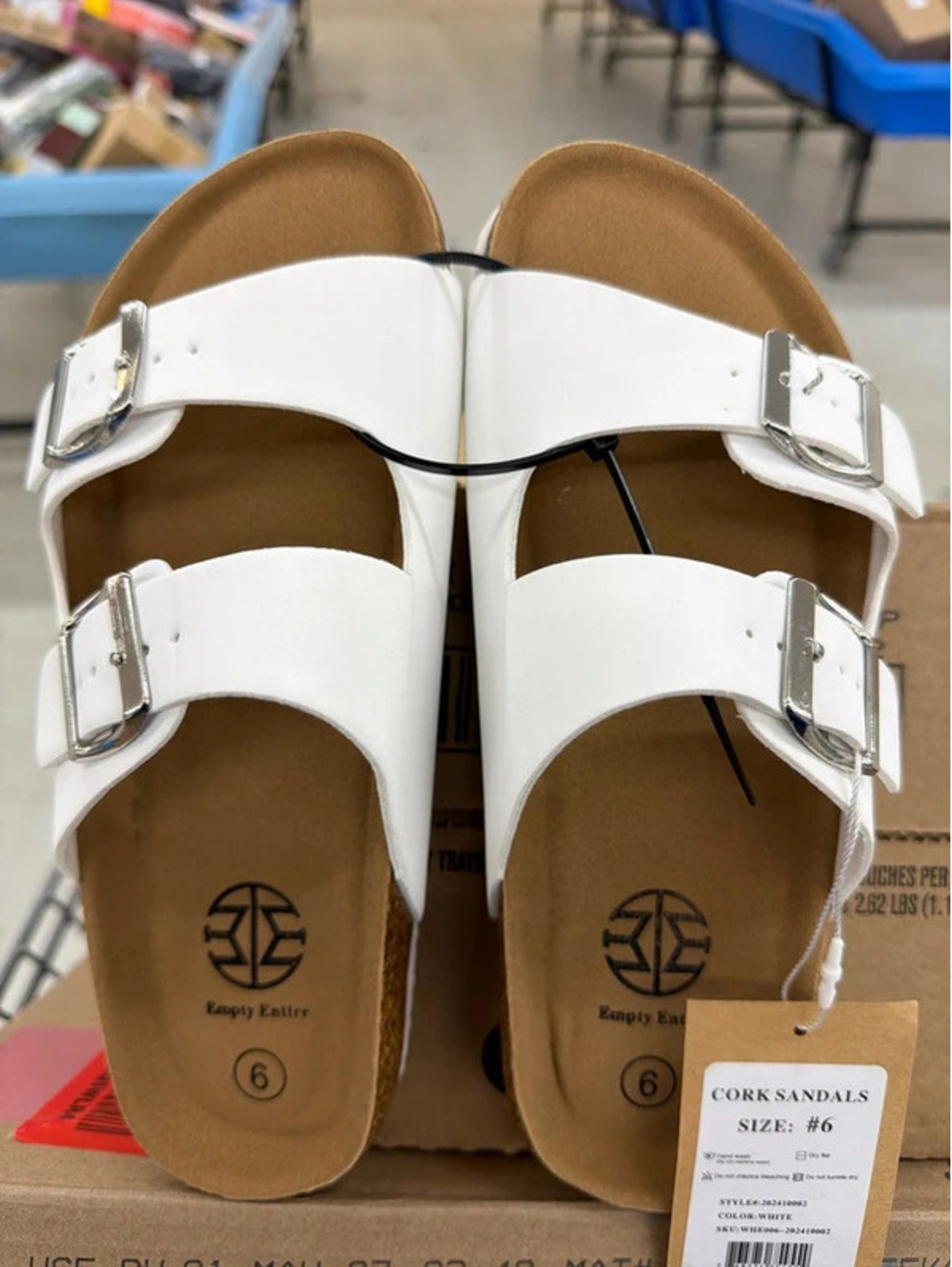 Empty Entire Cork Sandals White Double Buckle Size 6 NWT